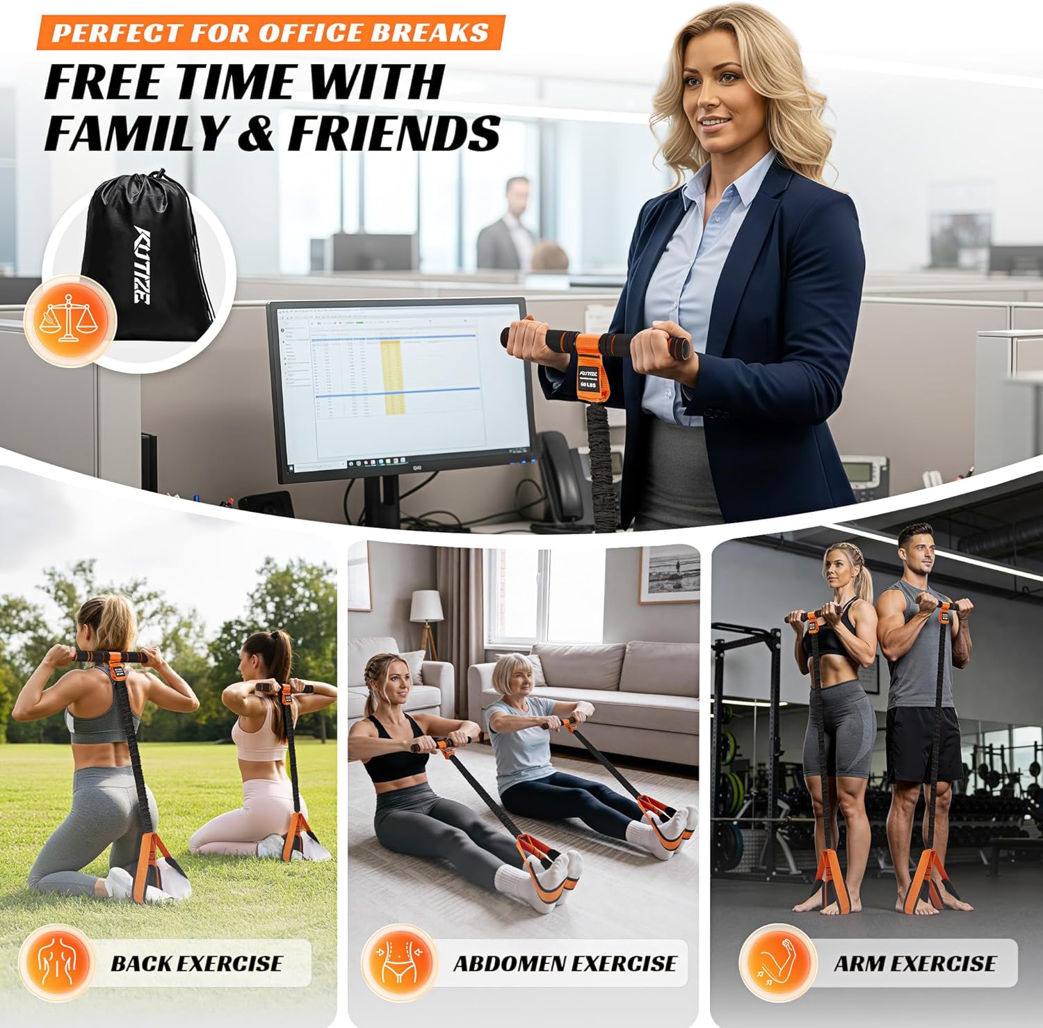 KUTIZE Multifunction Pedal Resistance Band with Handle, Upgraded Exercise Equipment with Soft Foot Pedal for Sit Up & Full-Body Home Gym Workouts, Core/ABS Training, Pilates, Yoga & Physical Therapy - Image 6