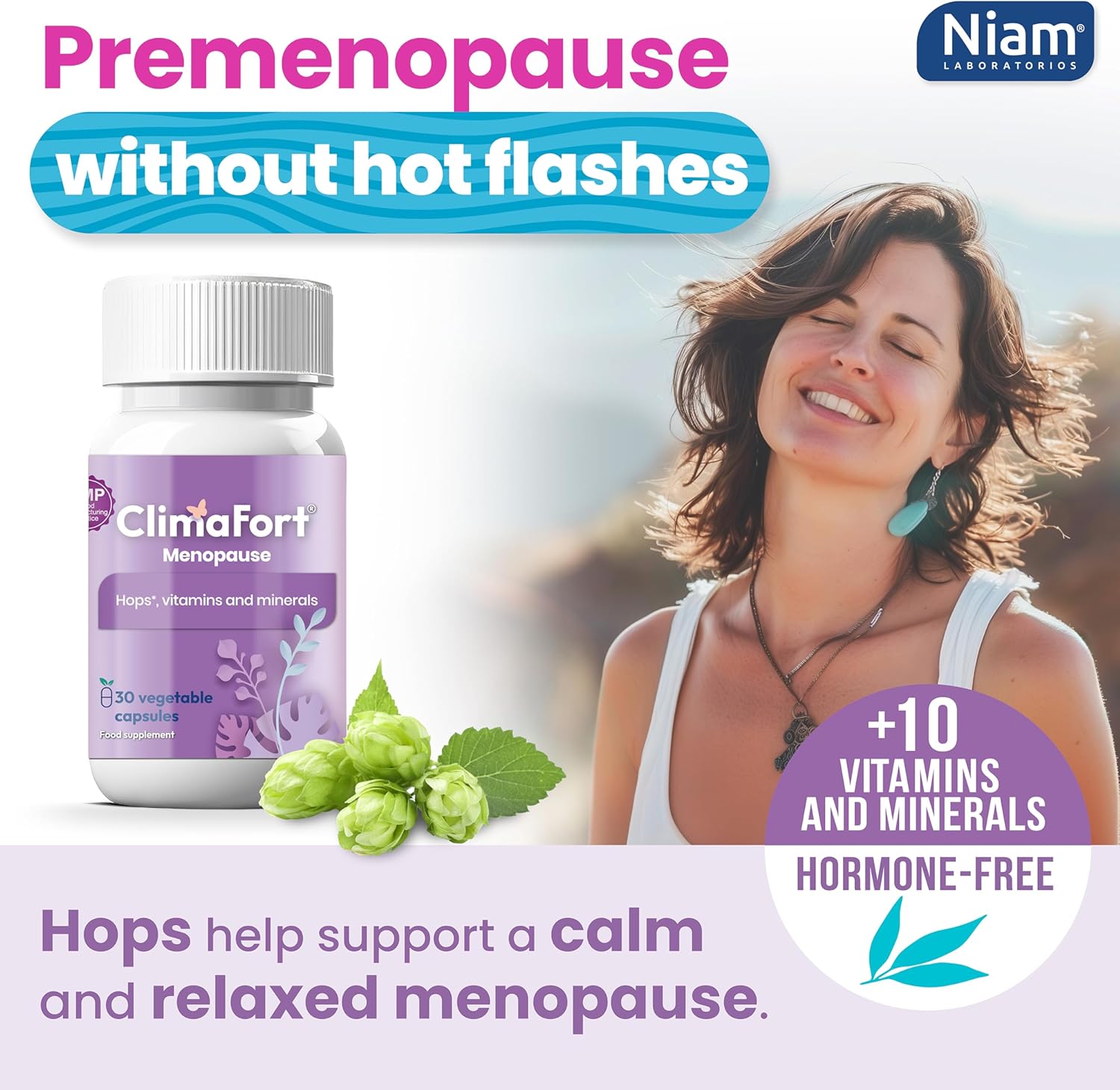 Climafort Menopause Support | Helps with Hot Flashes, Night Sweats, Mood Swings | Hormone-Free Menopause Relief Pills for Women | Hops, Vitamins & Minerals | 30 Capsules | 1 Capsule Daily - Image 3