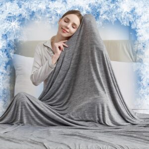 CHOSHOME Cooling Blanket for Hot Sleepers - Summer Blanket Thin Soft Lightweight Breathable Double Side Enhanced Cooling for Hot Flashes, Night Sweats, Bed, Couch (Grey, 50 x 70 inches)