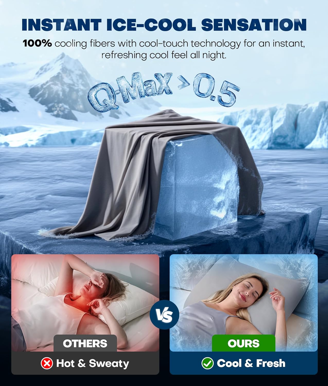 Ultra-Chill Cooling Pillowcase Set of 2 for Hot Sleepers, Softer Than Silk Pillow Cases for Protecting Hair & Skin, Breathable Bed Pillow Covers w/Zipper, Gifts for Women Men (Light Gray, Standard) - Image 2