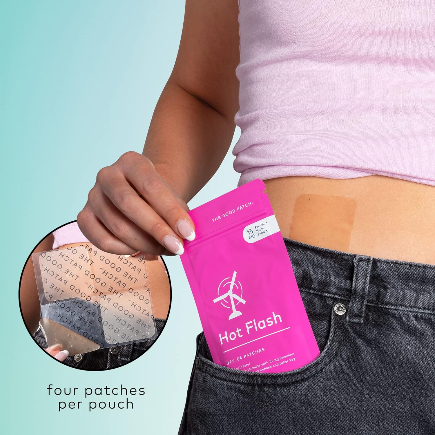 The Good Patch Hot Flash Hemp Menopause Patches Support for Women, Sustained Release, Natural Patch with Hemp Extract, Black Cohosh, Black Pepper, Plant Powered Wearable Wellness (8 Total Patches) - Image 3