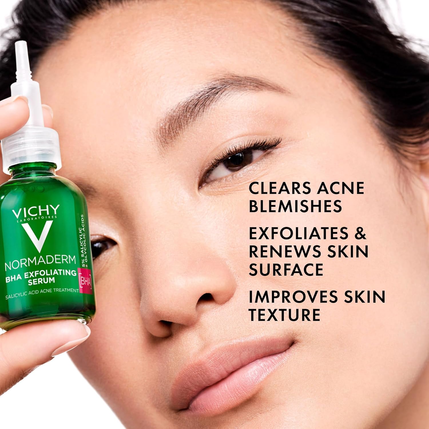 Vichy Normaderm BHA Exfoliating Serum, Salicylic Acid Acne Treatment for Face, Formulated with 4% Glycolic Acid, Gentle Face Exfoliator Clears Blackheads & Acne Blemishes, 1.01 Fl. Oz - Image 3