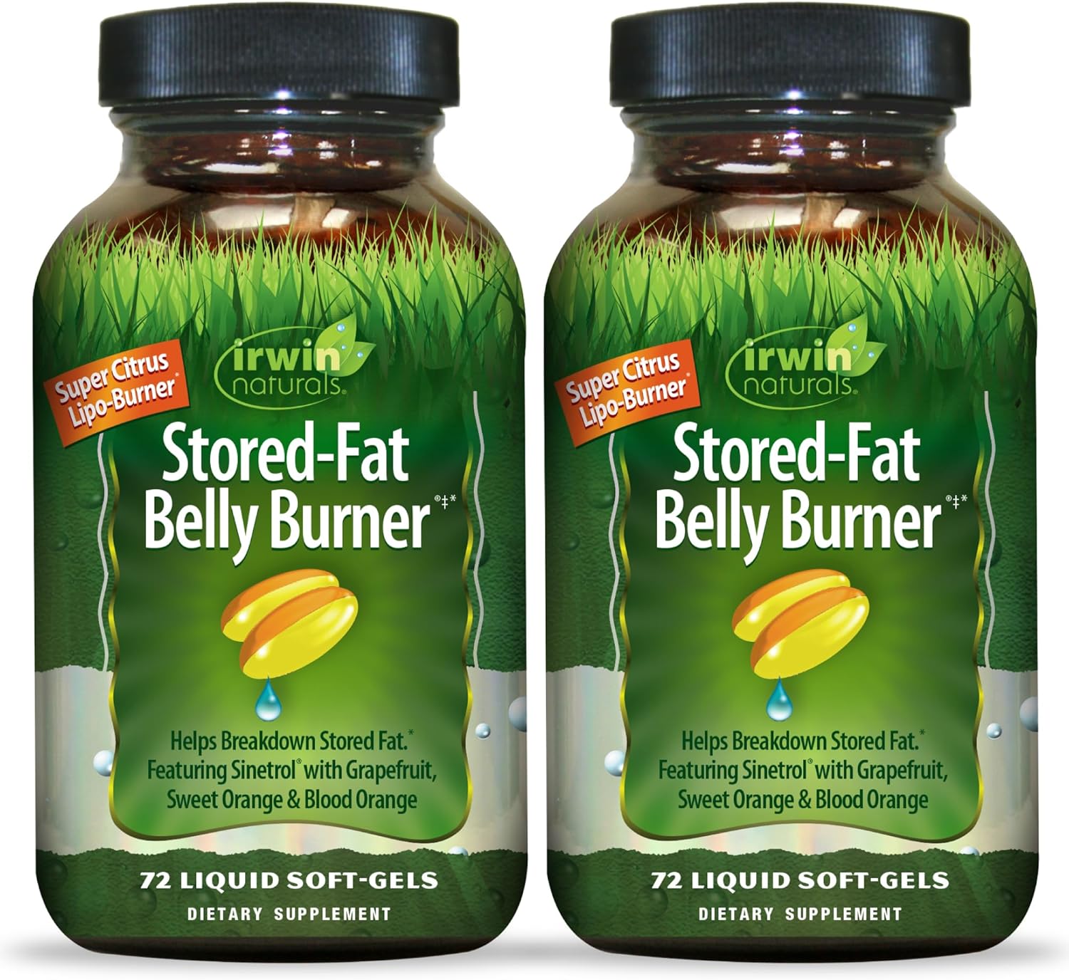 Irwin Naturals Stored-Fat Belly Burner - 72 Liquid Soft-Gels, Pack of 2 - Helps Support The Breakdown of Stored Fat - 48 Total Servings