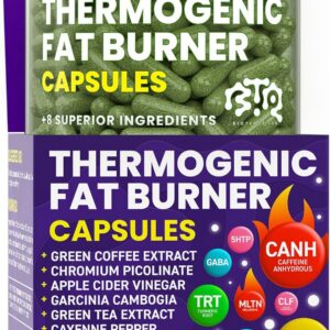 Thermogenic Fat Burner Capsules - Weight Loss Pills for Women & Men, Appetite Suppressant, Metabolism Booster - Green Tea, Coffee Extract, Garcinia Cambogia - Diet Pills for Weight Loss - 60 Capsules