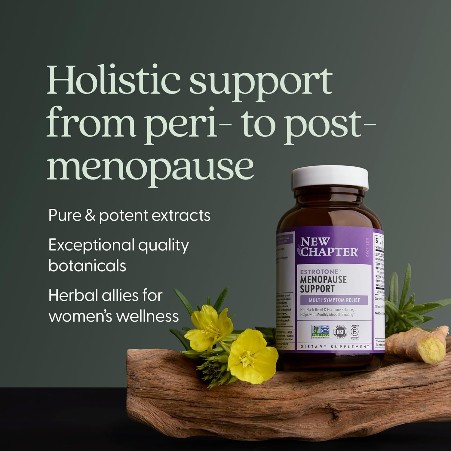 New Chapter Menopause Supplement - Estrotone Herbal Hormone Balance for Women in Perimenopause, with Black Cohosh for Hot Flash Relief & to Reduce Night Sweats + Vitex, No Added Hormones - 30 ct - Image 4
