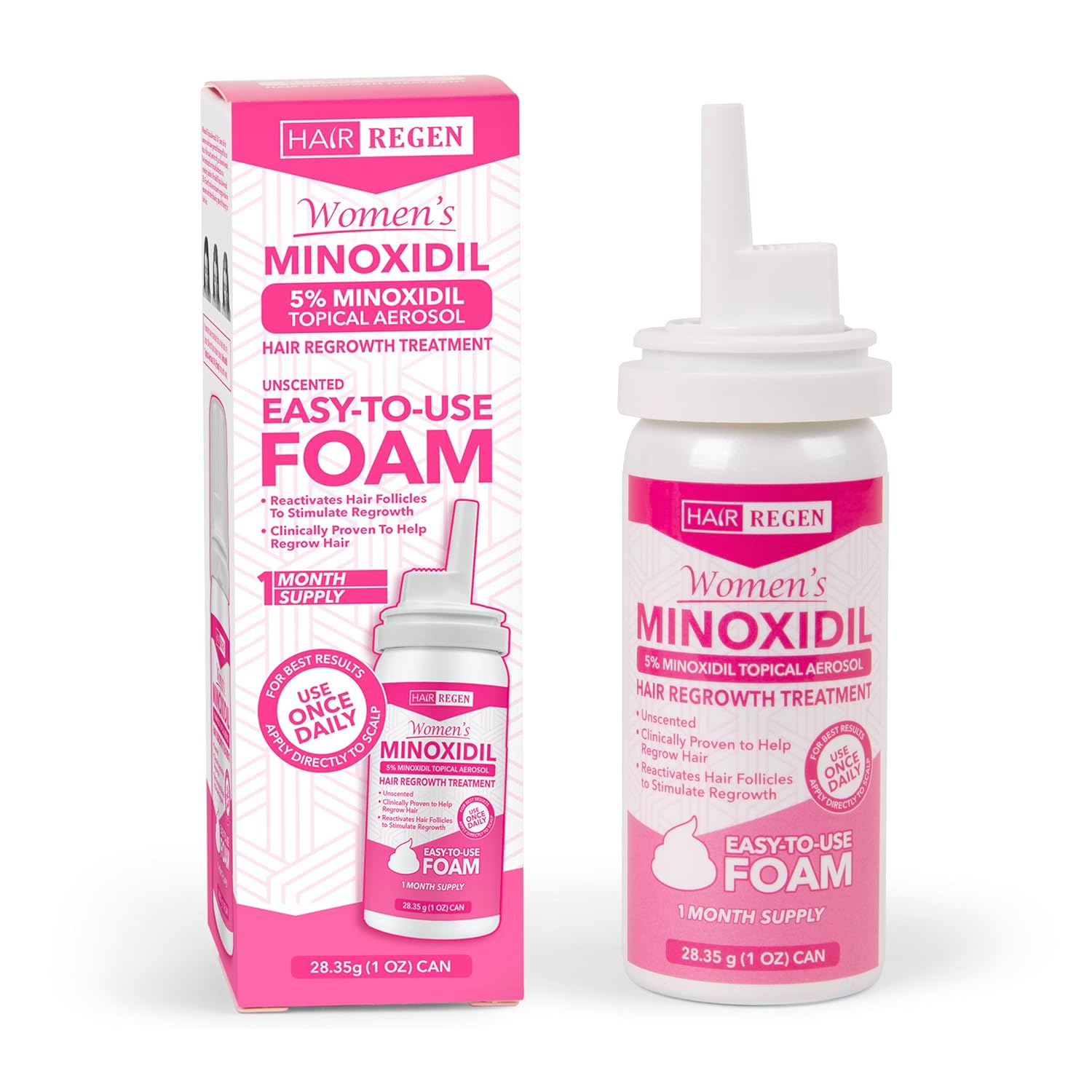 Hair Regen Minoxidil Foam for Women 5% Percent - Women's Hair Growth Treatment for Her - Topical Foaming Minoxidil for Women - Great for Hair Regrowth and Reduce Hair Loss - 1 Pack as 1 Month Supply - Image 3