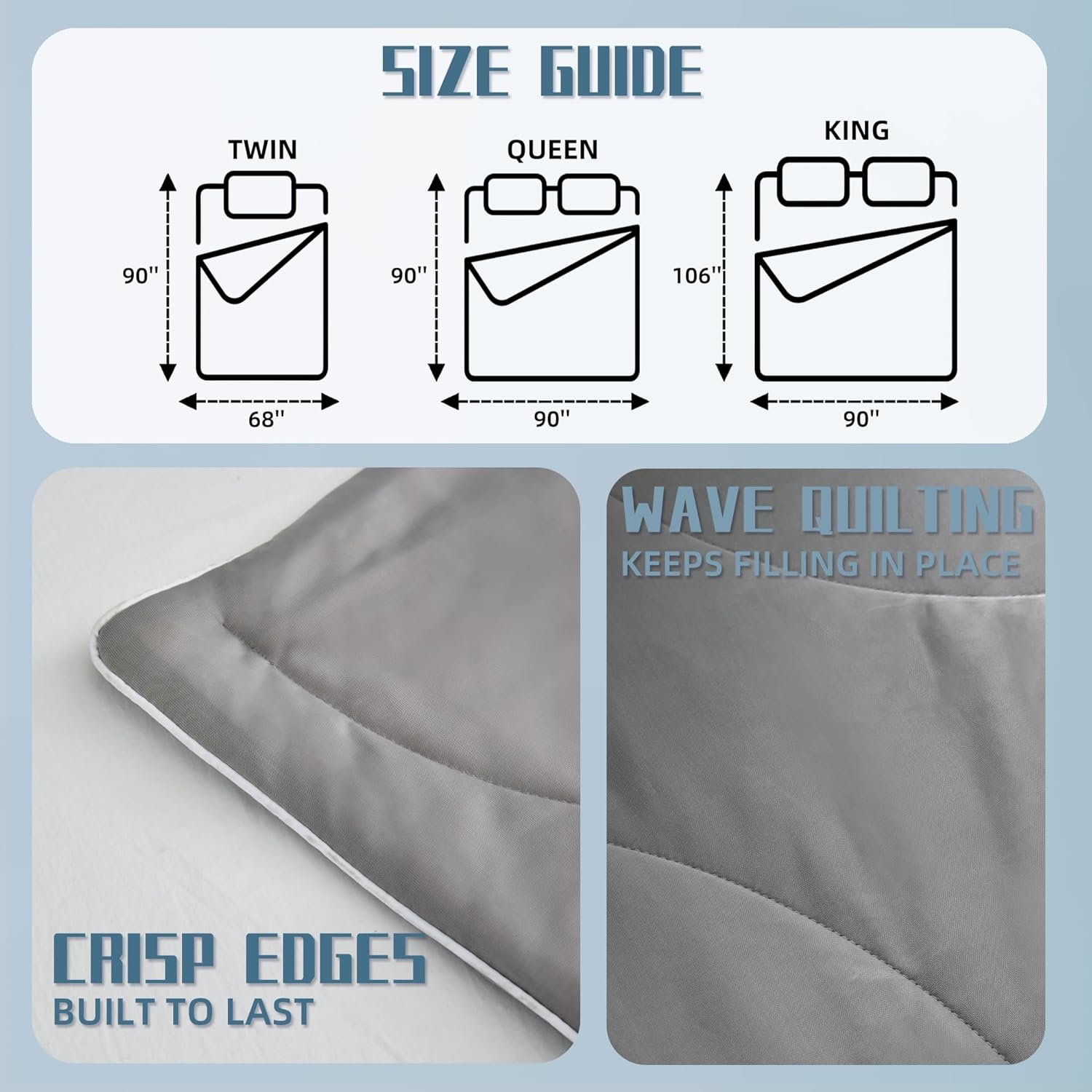 DOWNCOOL Cooling Comforter Queen Size, Grey Cooling Blanket for Hot Sleeper, Lightweight & Breathable Blanket for Night Sweats,Dual-Side Cooling Summer Bedding,90"X90" - Image 5