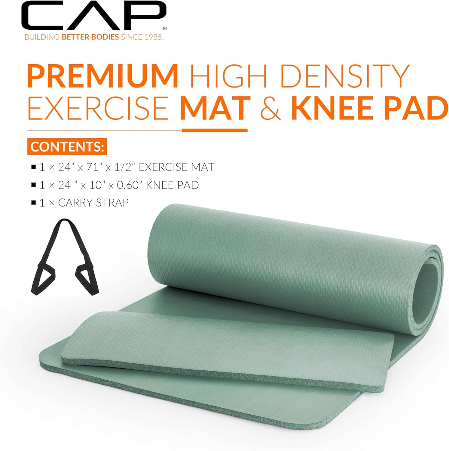 CAP Barbell 1/2-Inch High Density Exercise Yoga Mat with Strap | Multiple Options - Image 2