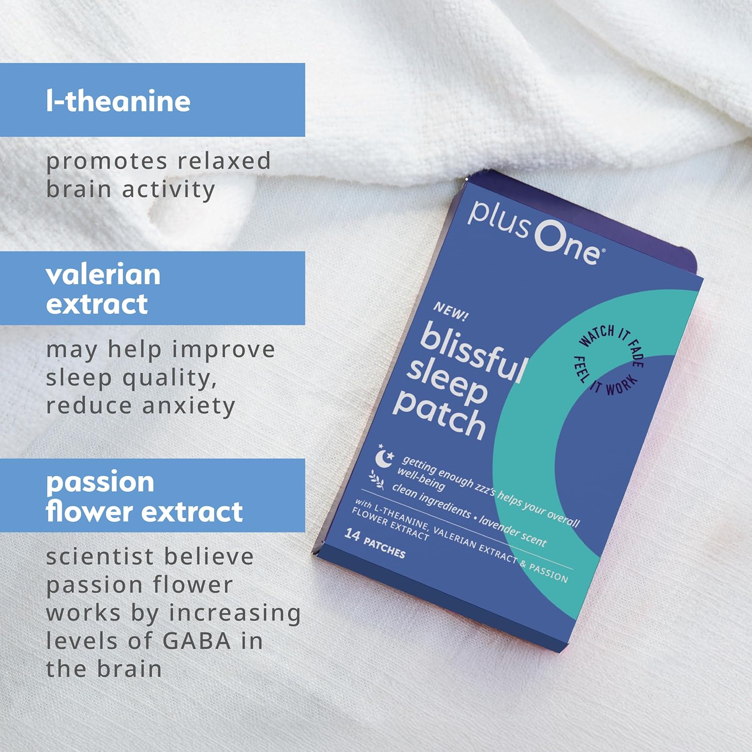 plusOne Blissful Sleep Patches – Magnesium and L-Theanine Patches to Promote Relaxation & Restful Sleep – Herbal, Vitamin-Infused Formula – Easy Peel & Stick – 14 Count - Image 2