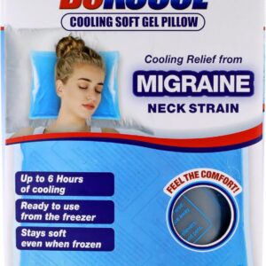 BeKOOOL Cooling Soft Gel Pillow - Reusable Cooling Relief from Migraines, Neck Strain and Fever - Up to 6 Hours of Cooling, Ready to Use, Stays Soft When Frozen