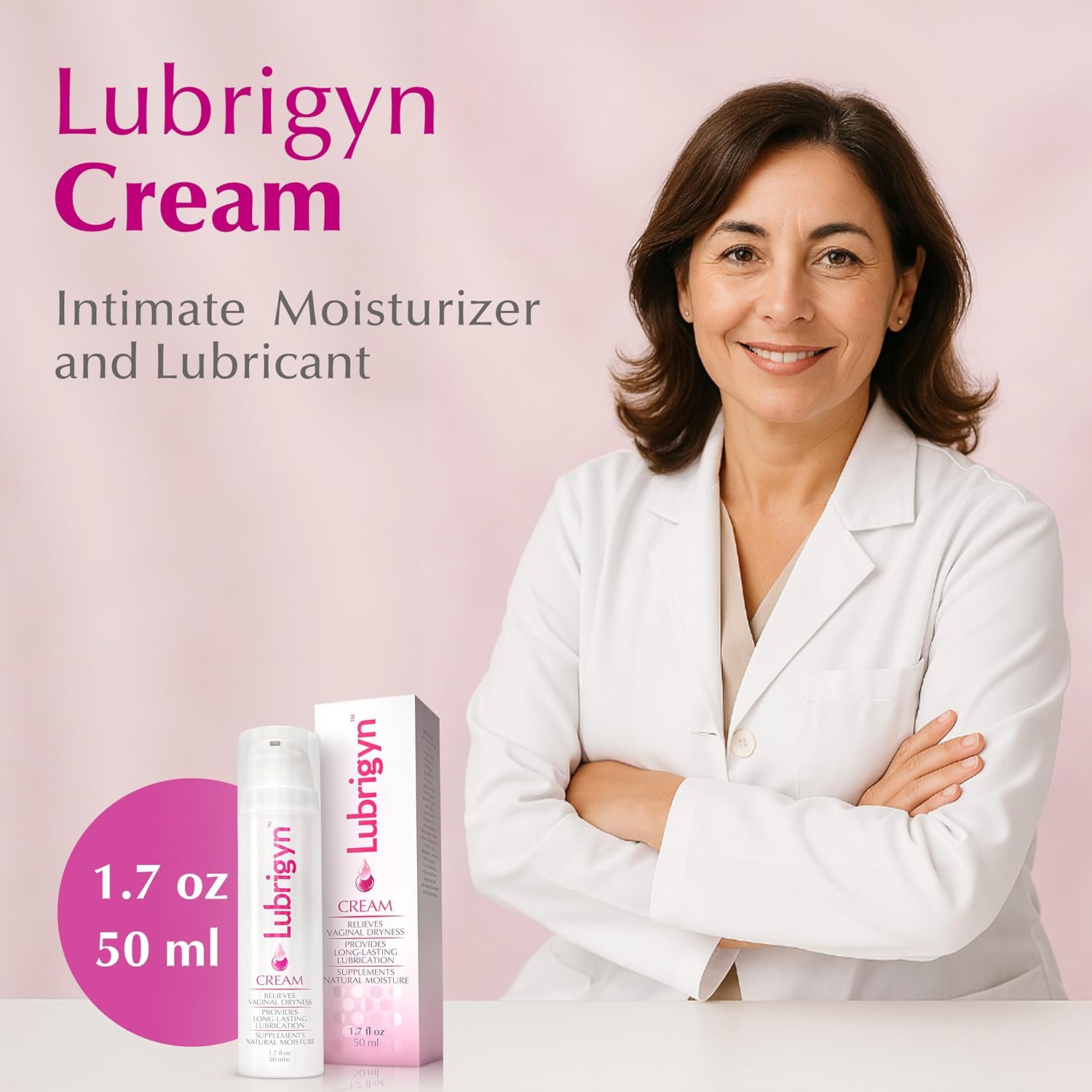 Lubrigyn - Cream for Feminine Care, Fusion of Natural Oil-Based Moisturizing Intimate Lubricant with Hyaluronic Acid and Fitoextract Bioactive for Easing Dryness and Enhancing Comfort, 1.7 fl oz - Image 2