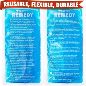 Perfect Remedy 2-Pack Gel Ice Packs for Injuries - Reusable, Soft & Flexible Hot & Cold Compress, Soothing Aid for Sprains, Strains, Soreness conditions, Alternative to Hot Water Bottles (Blue, Large)