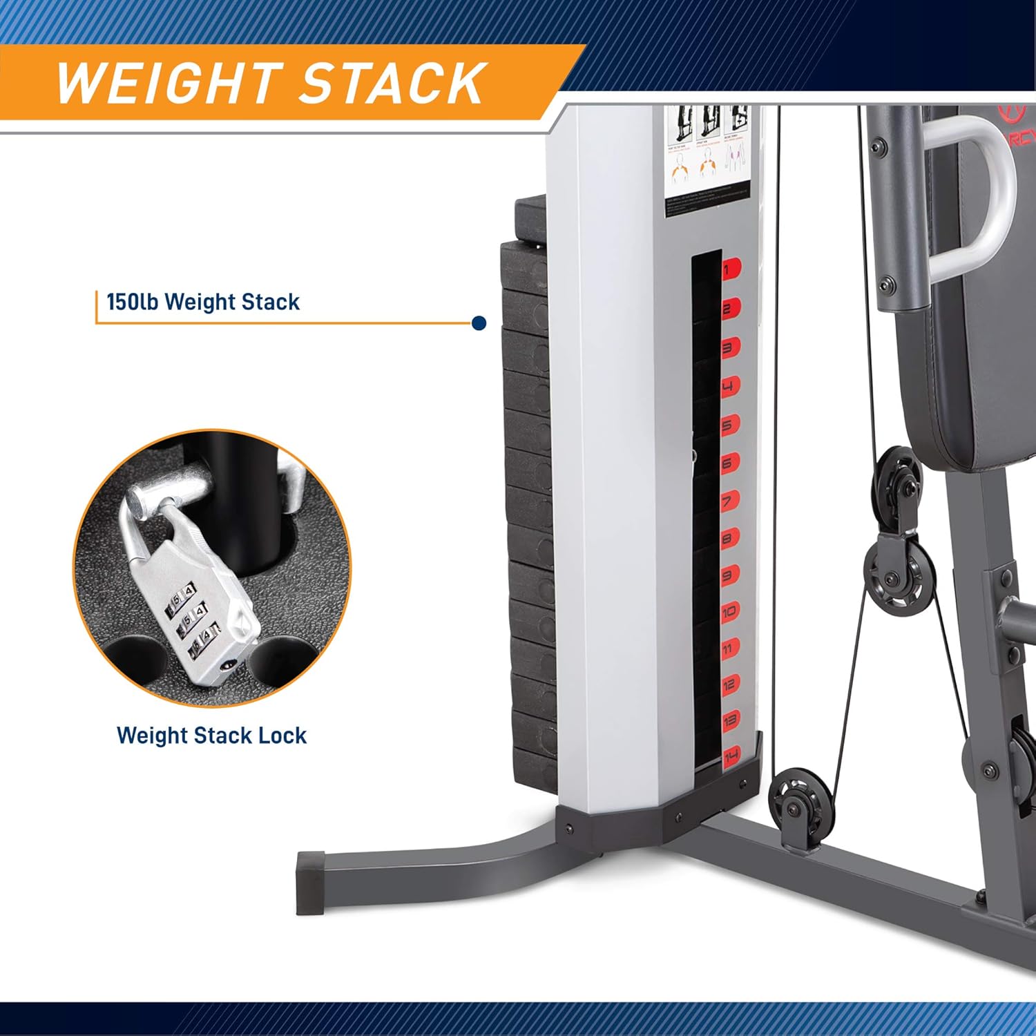Marcy Multifunctional Workout Station 100lbs to 200lbs Stack Home Gym for Weightlifting and Bodybuilding - Image 3