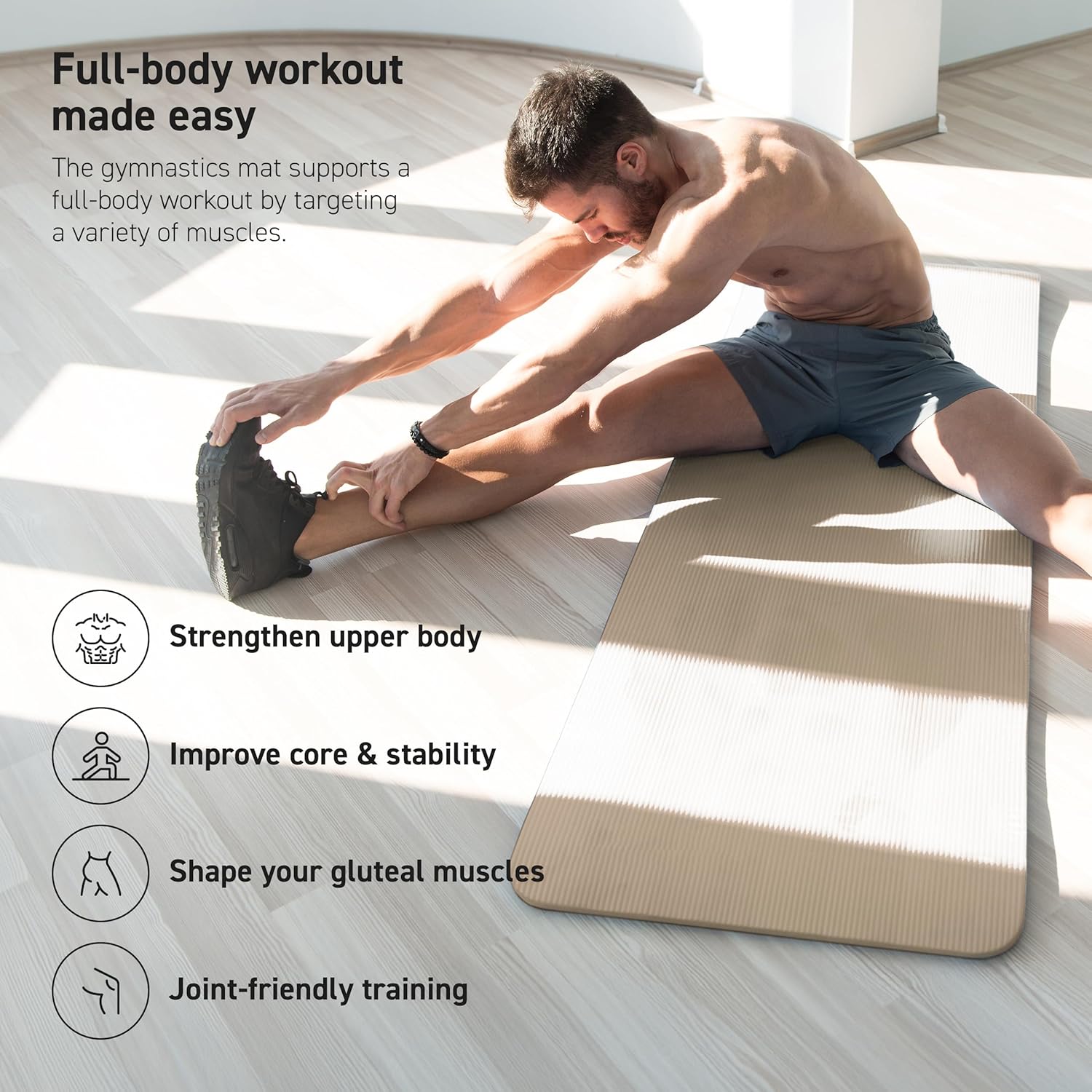 MSPORTS Yoga Mat Premium Non Slip Thick – Extra Comfortable Exercise Mat for Home Workouts, Pilates, Stretching & Gym – Cushioned NBR Foam, Gym Mat with Strap, for Women & Men - Image 5