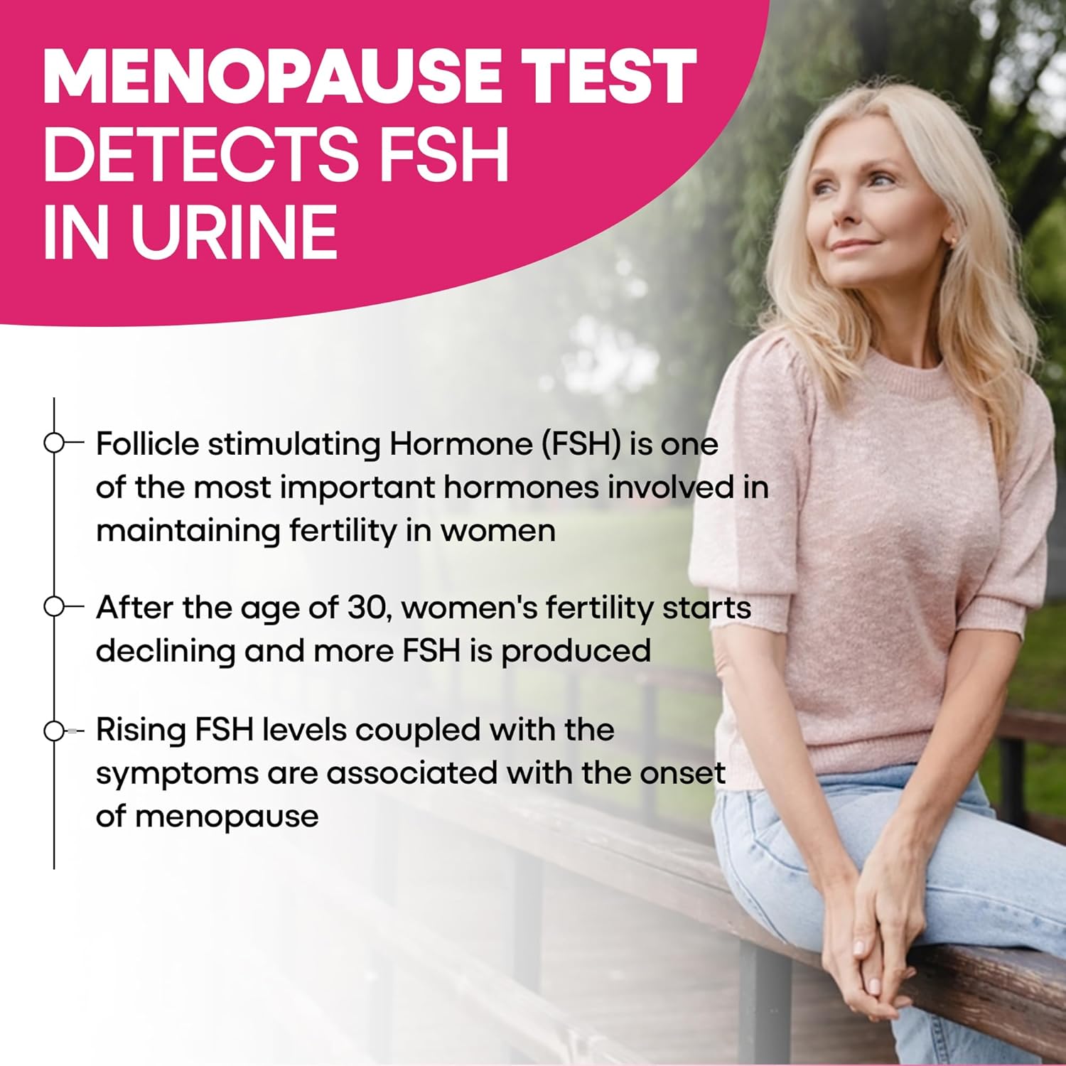 One Step Female Fertility Test Midstream, 2 Test Pack, Peri Menopausal, Menopause Testing Kit, Home Urine FSH Test - Image 5