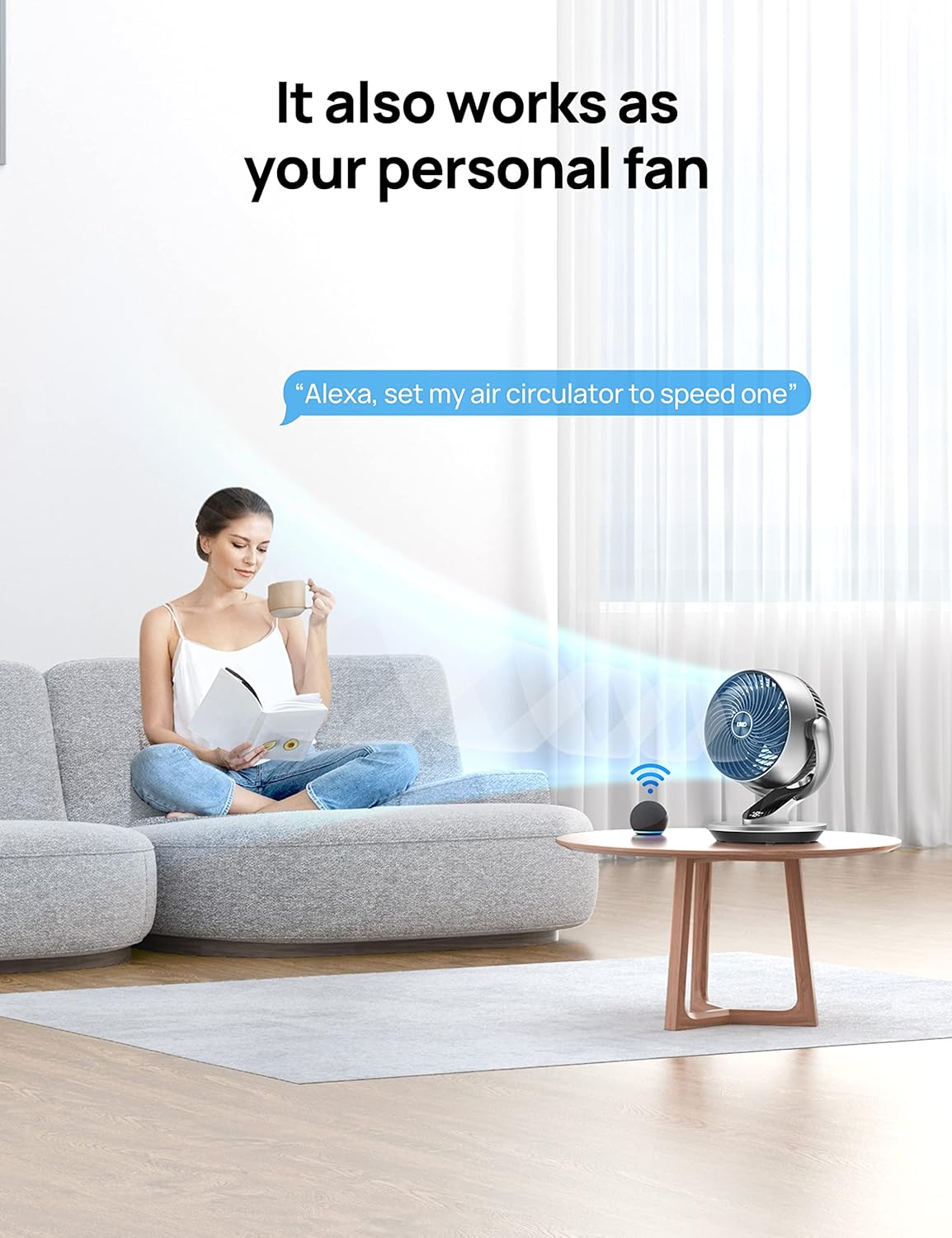 DREO Smart Fan for Bedroom,120° Vertical and 90° Oscillating Fan with Remote/Voice, 13 Inch Height Quiet Air Circulator for Whole Room, 70 ft, 4 Speeds, 5 Modes, 12H Timer, Desk Fans for Home, Office - Image 6