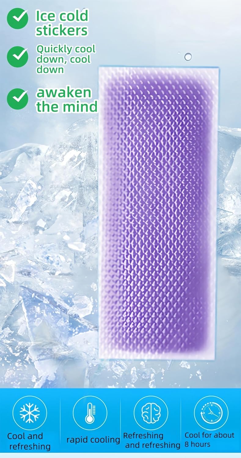 Cooling Gel Patches 20 Pack - 8 Hour Ice Cold Relief for Forehead, Neck & Body | Grape Mint Scented | Instant Temperature Drop for Sunburn, Workouts, | Hypoallergenic, Non-Irritating & Portable - Image 9
