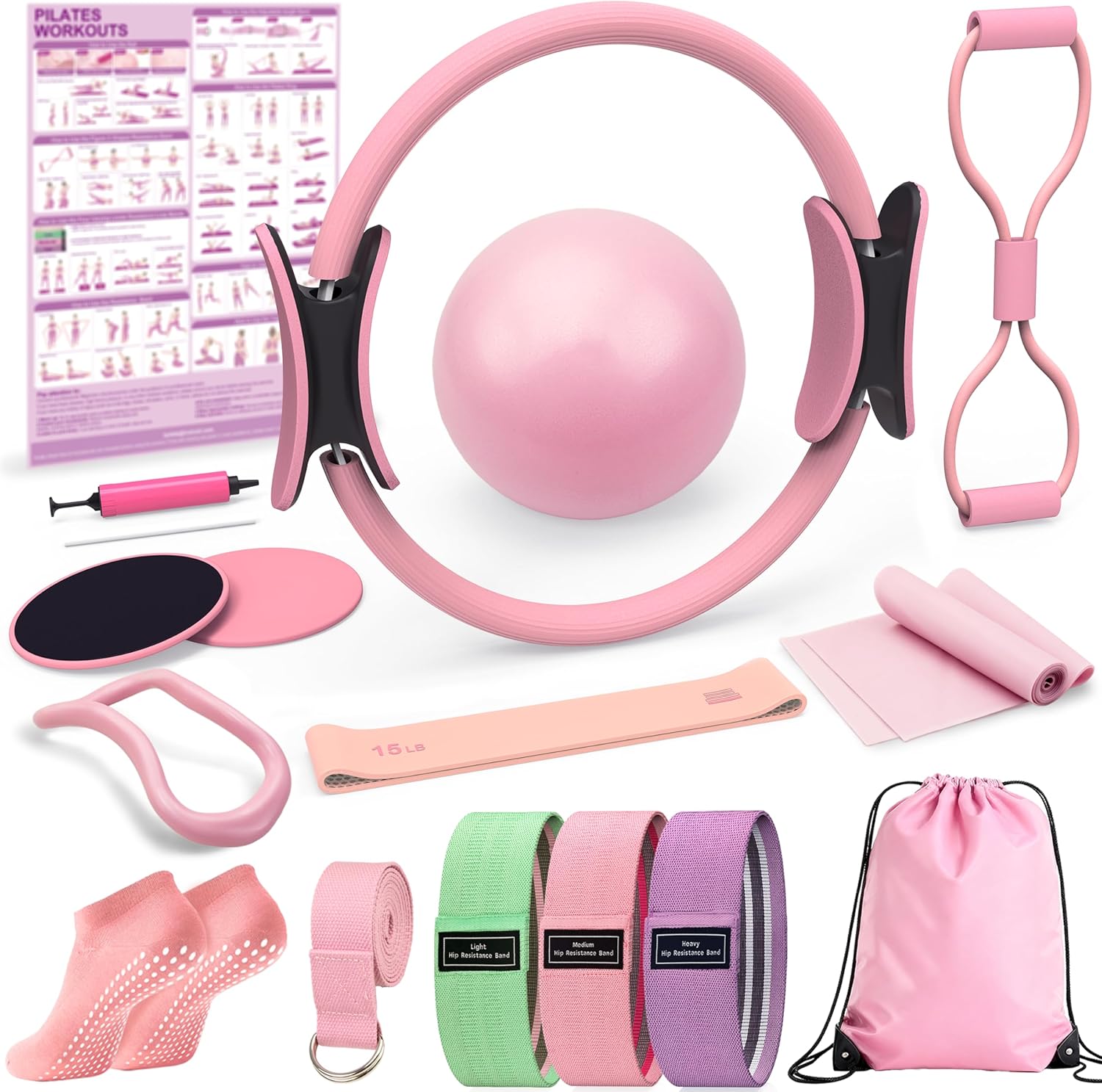 Pilates Kit for Home Workouts, Pilates Equipment Ring and Ball Set, Pilates Essentials Kit for Women, Home Pilates Workout Kit, Pilates Starter Kit for Women at Gym Studio Travel