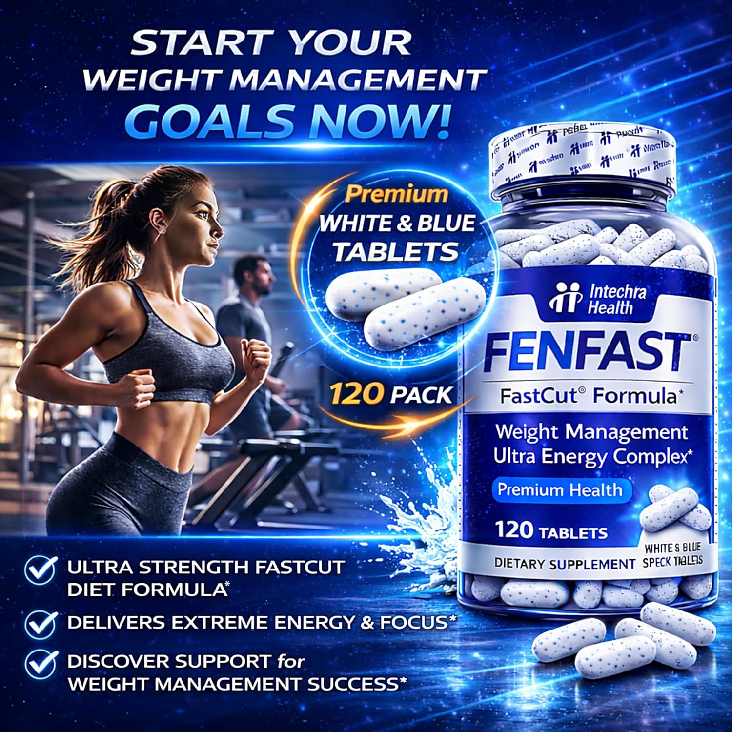 Diet Pills that Work for Weight Management Best Diet Pills + Powerful Energy Boost 120 White Blue Tablets - Image 2