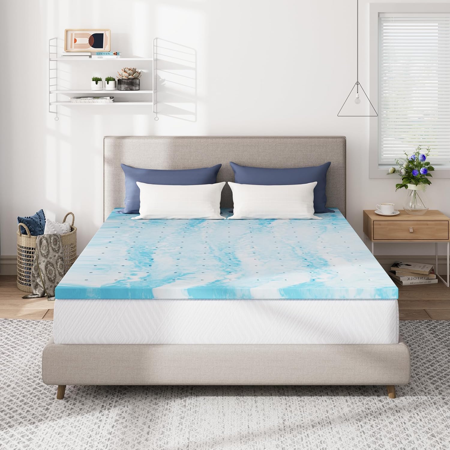 CH Charme House Mattress Topper 3 Inch Queen Size, Gel Infused Memory Foam Bed Topper for Back Pain Relief, Cooling Mattress Pad, CertiPUR-US Certified, 80×60"