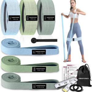 HIMESPORNER 9 PCS Fabric Resistance Bands Set for Working Out, Non-Slip Exercise Booty Bands for Women & Men Leg and Glutes with Hair Ties and Tape Measure - for Home Gym Workout, Yoga, Pilates