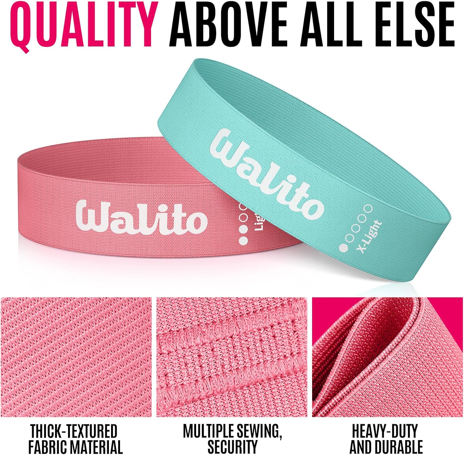 Fabric Resistance Bands for Working Out - Booty Bands for Legs -Glutes Training for Women and Men - Exercise Bands for Squats, Yoga, Physical Therapy -Home Gym Fitness - Image 2