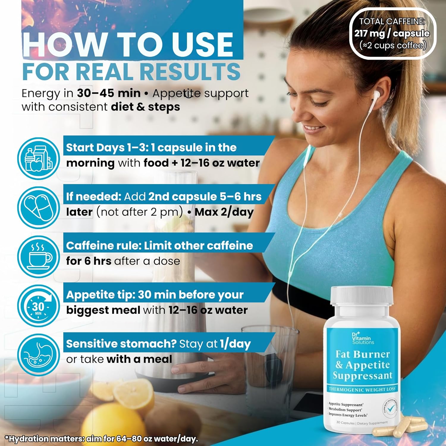 Fat Burner for Women & Men - Appetite Suppressant for Weight Loss - Pills w/Metabolism Booster Thermogenic Weight Loss Supplement - Chromium, Caffeine & Green Tea - 30 Capsules - Image 6