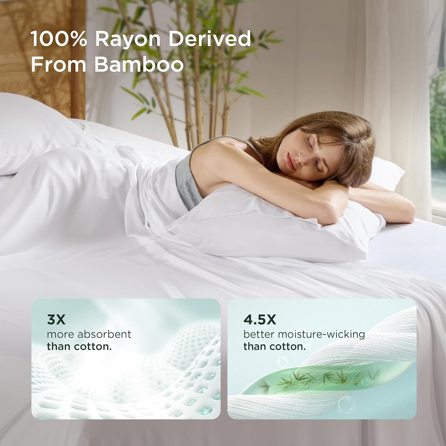Bedsure White Pillow Cases Set of 2, Cooling Pillow Cases Queen, Rayon Derived from Bamboo Queen Pillowcases, PureWoven Soft Valentines Pillow Covers with Envelope Closure, Gifts, 20x30 Inches - Image 2