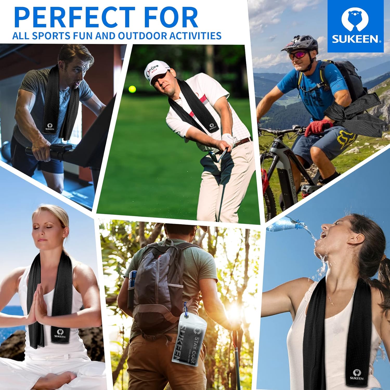 Sukeen [4 Pack Cooling Towel (40"x12"), Soft Breathable Chilly Microfiber Towel for Yoga,Sport,Running,Gym,Workout,Camping,Fitness,Workout & More Activities - Image 6