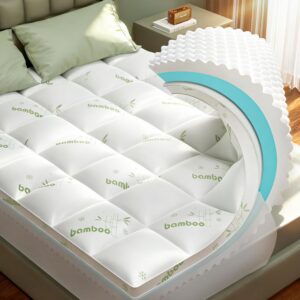 Queen Mattress Topper, 3 in 1 Memory Foam Mattress Topper for Back Pain, 2" Fluffy Cooling Mattress Toppers Queen Breathable Viscose Made from Bamboo and 2.5" Dual Firmness Gel Memory Foam.