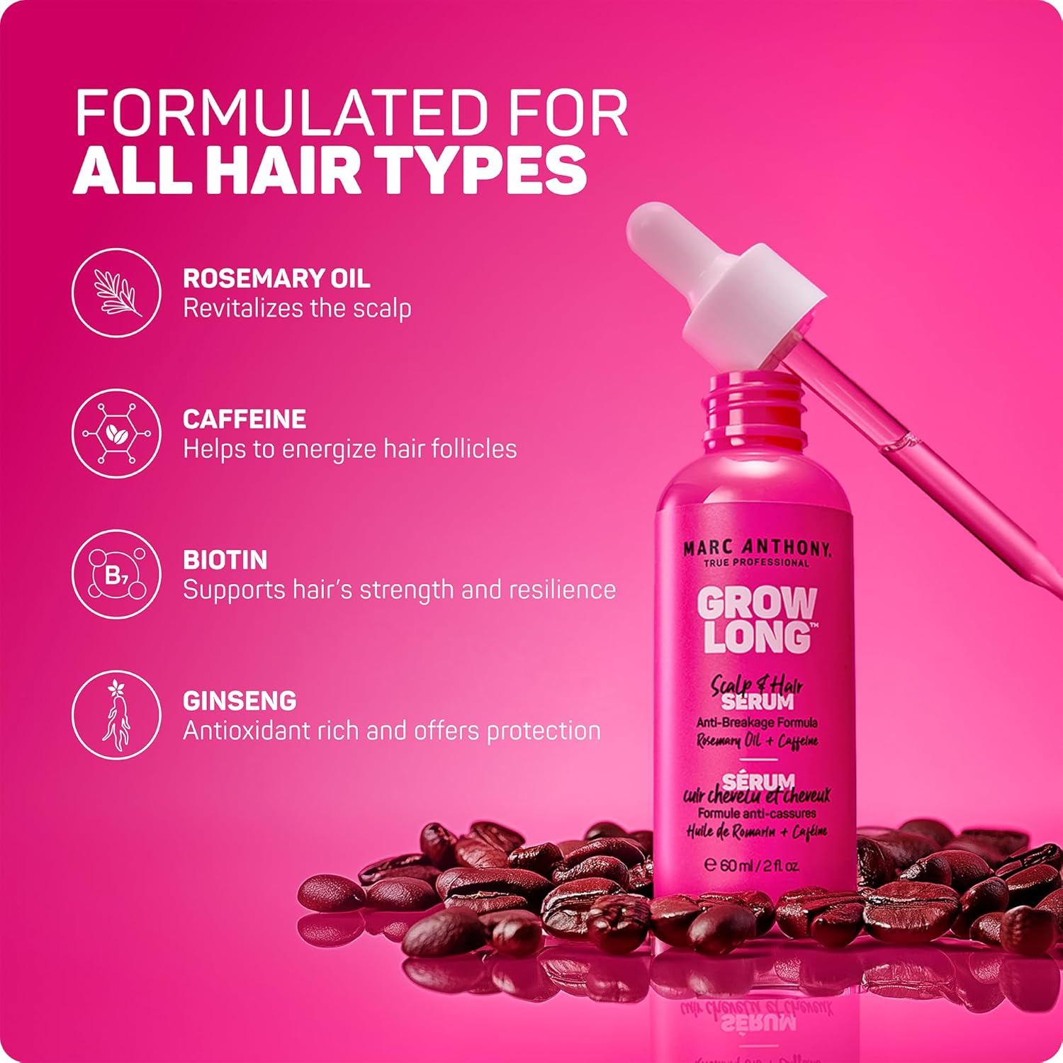 Marc Anthony Grow Long Scalp & Hair Serum - Anti-Breakage Formula Nourish, Strengthen & Hydrate Scalp & Hair Follicles - Natural Shine & Fuller-Looking Hair Strands from Root to Tip, 2 fl oz - Image 5