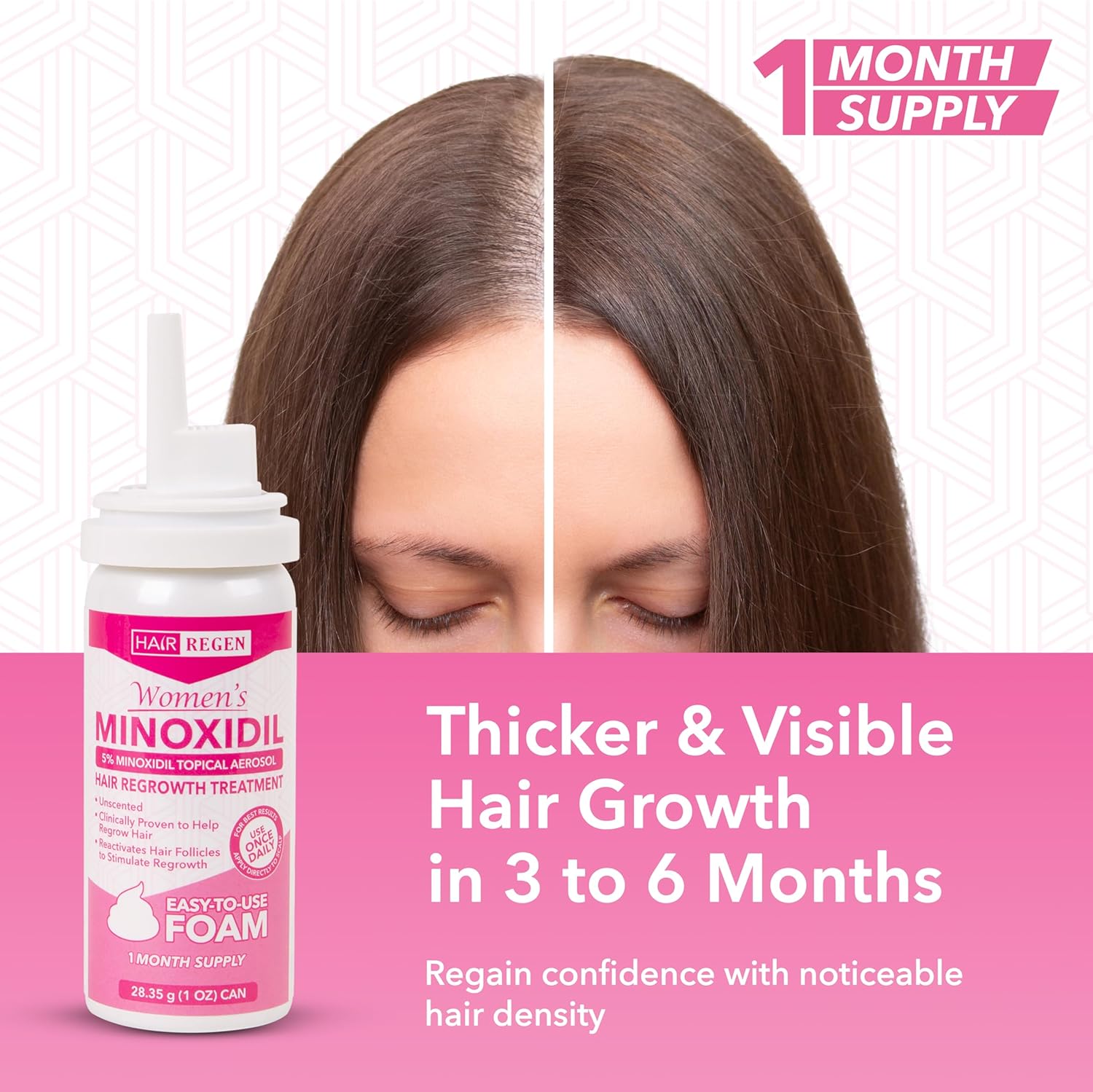 Hair Regen Minoxidil Foam for Women 5% Percent - Women's Hair Growth Treatment for Her - Topical Foaming Minoxidil for Women - Great for Hair Regrowth and Reduce Hair Loss - 1 Pack as 1 Month Supply - Image 7