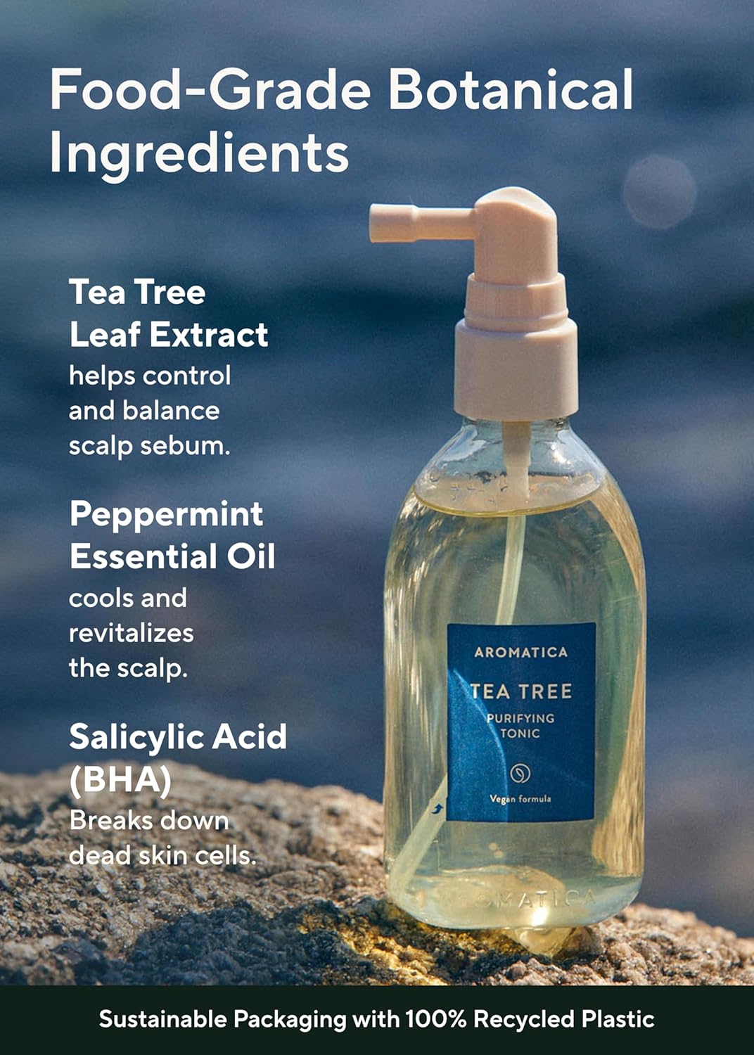 AROMATICA Tea Tree Purifying Tonic, Paraben, Silicone, Sulfate-free | Vegan | Soothing & Cooling Tonic for Your Scalp | Helps Hair Look Healthier and Nourished | Natural Ingredients Only (3.38oz) - Image 5