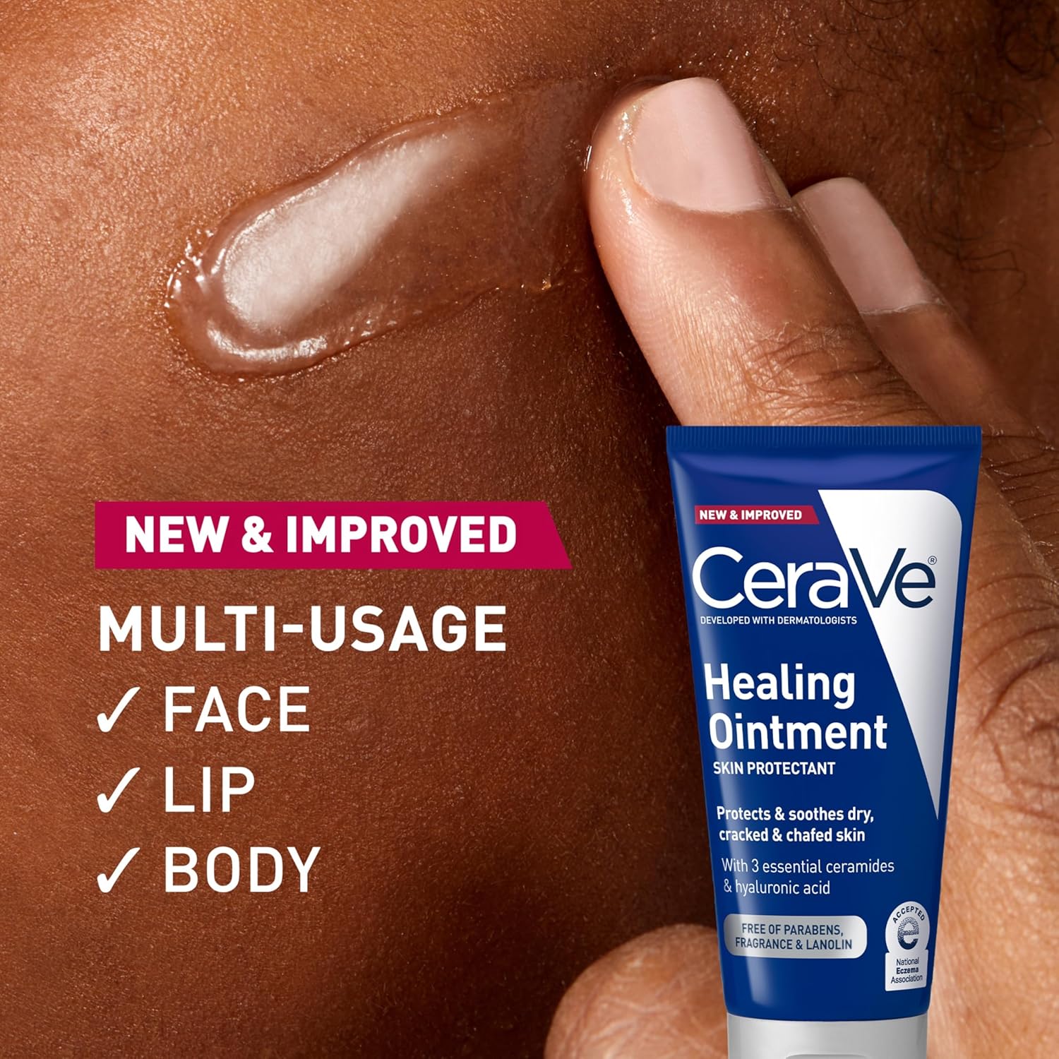 CeraVe Healing Ointment, Hydrating Skin Protectant With Petrolatum, Hyaluronic Acid & Ceramides, Face & Body Skin Barrier Repair For Cracked, Chafed, Dry Skin, Fragrance Free & Lanolin Free, 3 Oz - Image 7