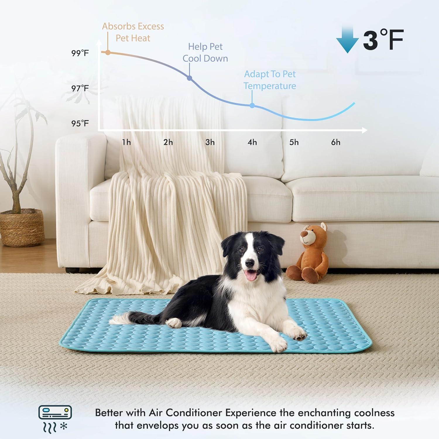 MICROCOSMOS Summer Cooling Mat & Sleeping Pad- Water Absorption Top, Materials Safe, Easy Carry, EZ Clean. Keep Cooling for Pets, Kids and Adults.(Blue, 28" x 22") - Image 2