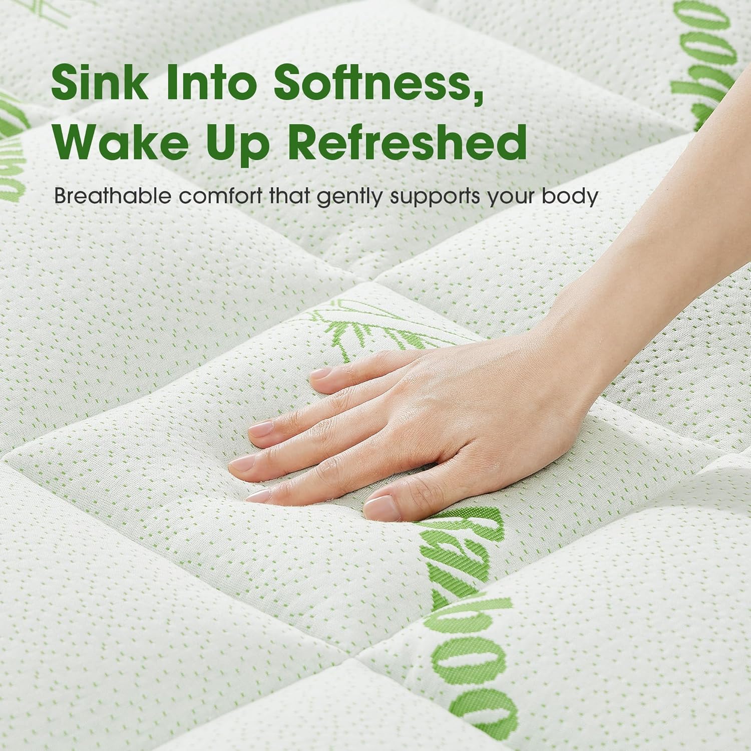 Mattress Pad Queen Size, Cooling Pillow Top Mattress Topper, Ultra Soft Viscose Made from Bamboo, Breathable for Hot Sleepers, Deep Pocket 8"-20", Green - Image 2