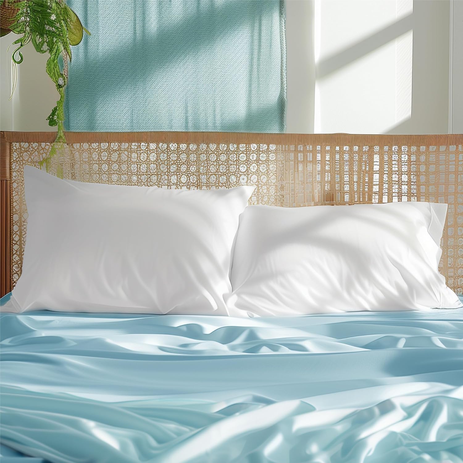 Bedsure White Pillow Cases Set of 2, Cooling Pillow Cases Queen, Rayon Derived from Bamboo Queen Pillowcases, PureWoven Soft Valentines Pillow Covers with Envelope Closure, Gifts, 20x30 Inches - Image 8