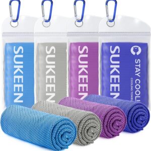 Sukeen 4 Pack Cooling Towel (40"x12"),Ice Towel,Soft Breathable Chilly Towel,Microfiber Towel for Yoga,Sport,Running,Gym,Workout,Camping,Fitness,Workout & More Activities