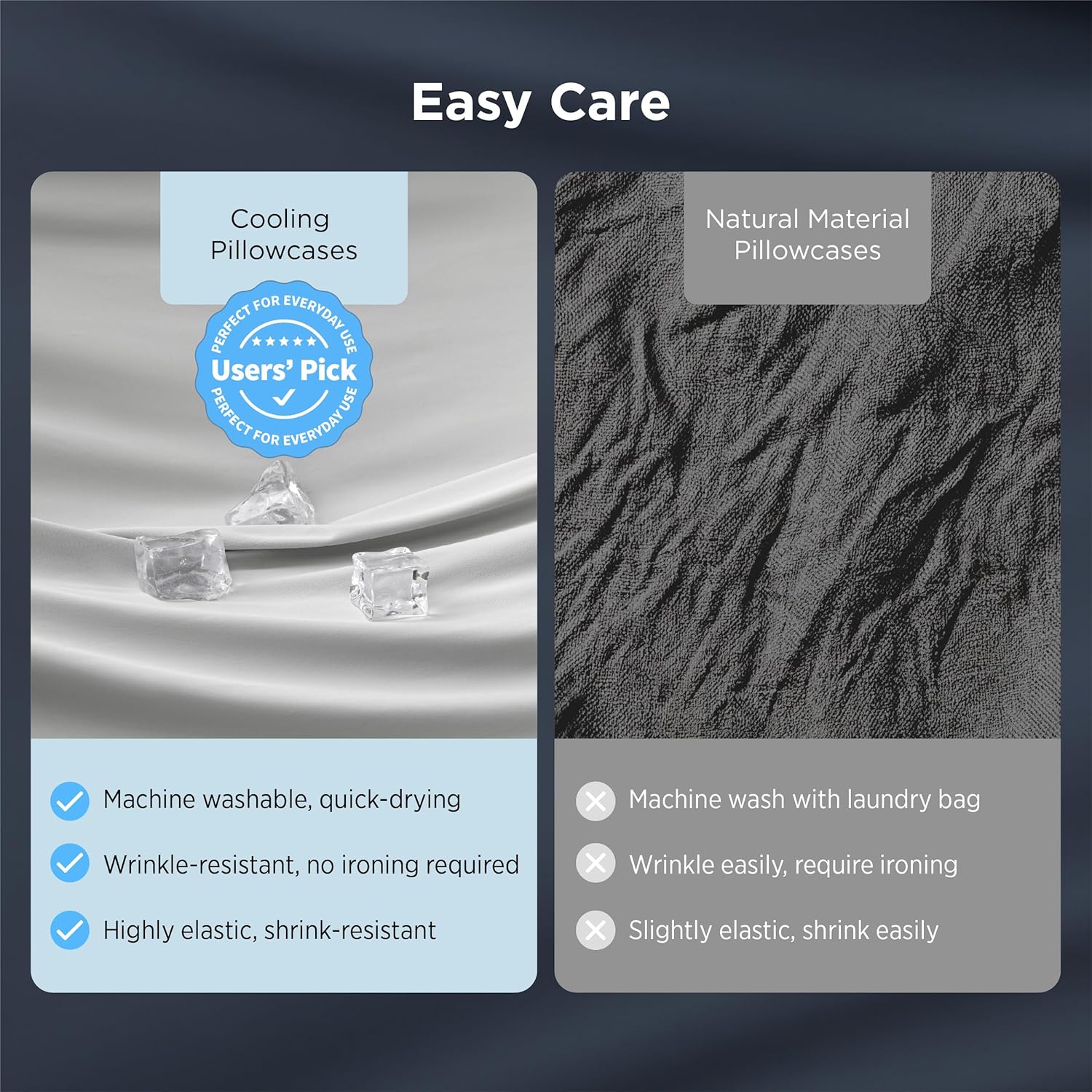 Bedsure Cooling Pillow Cases for Hot Sleepers, Cool Pillowcases for Night Sweats, Zipper Pillow Cases Queen Set of 2, Silky Soft & Breathable Cold Pillow Covers for Hair & Skin, Grey, 20x30 Inches - Image 7
