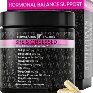Formulation Factory Hormone Balance for Women - She's Obsessed Vitality Complex with Maca Root & Ashwagandha - Libido & Mood Support - 120 Capsules, 2 Month Supply