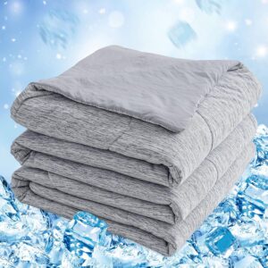 CHOSHOME Cooling Comforter Twin Size, Cooling Blanket for Hot Sleeper, Q-Max 0.45 Arc-Chill Cooling Fiber, Cool Soft Thin Breathable Summer Blanket for Bed, Couch, (60" x 90", Grey)