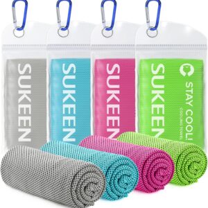 Sukeen 4pack Cooling Towel (40"x12"), Ice Towel,Soft Breathable Chilly Towel,Microfiber Towel for Yoga,Sport,Running,Gym,Workout,Camping,Fitness,Workout & More Activities