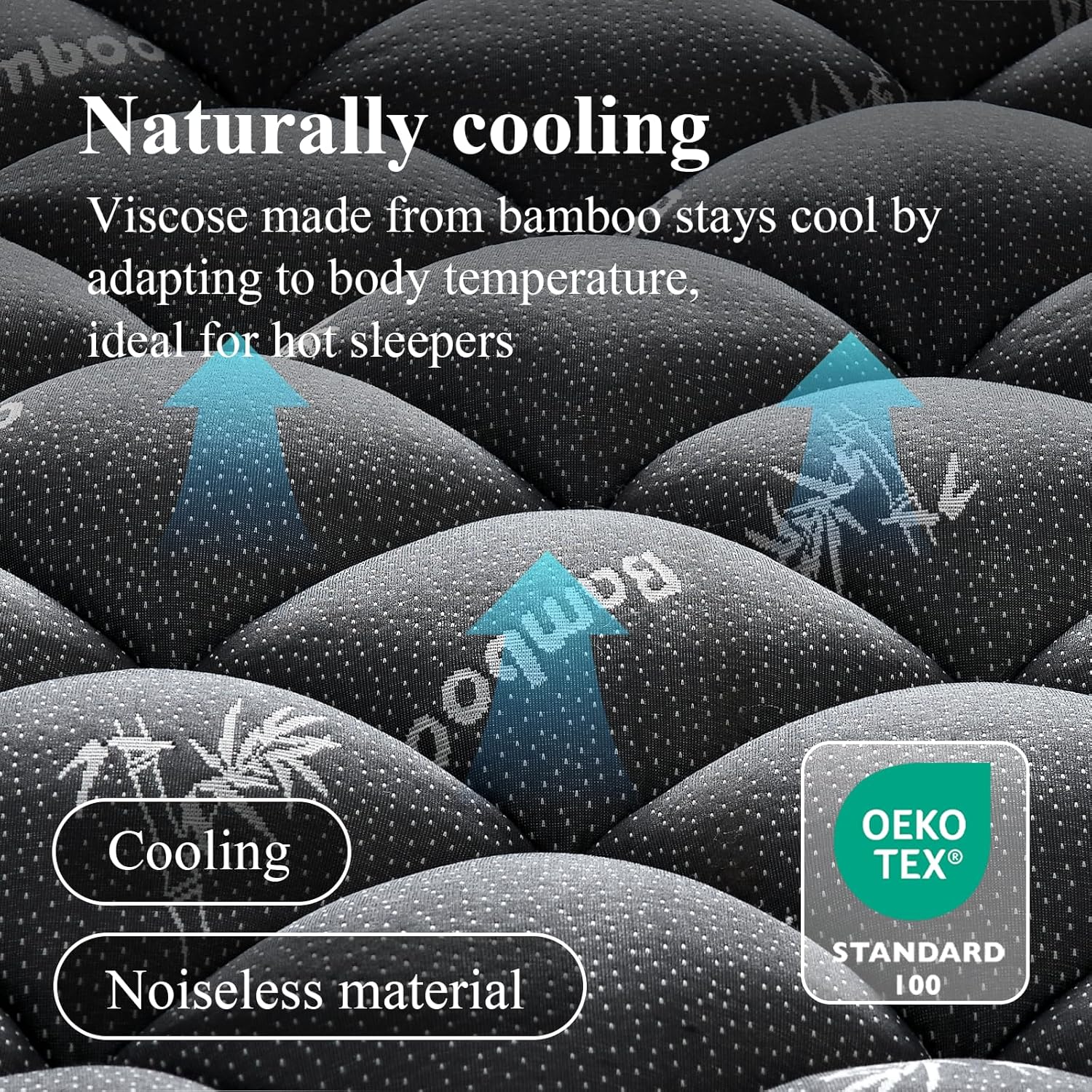 Queen Mattress Topper, Viscose Derived from Bamboo, Thick Pillow Top Mattress Pad with Deep Pocket Fits 6-18 inches, Naturally Cooling for Hot Sleepers, Soft for Back Pain Relief, Premium Dark Grey - Image 2