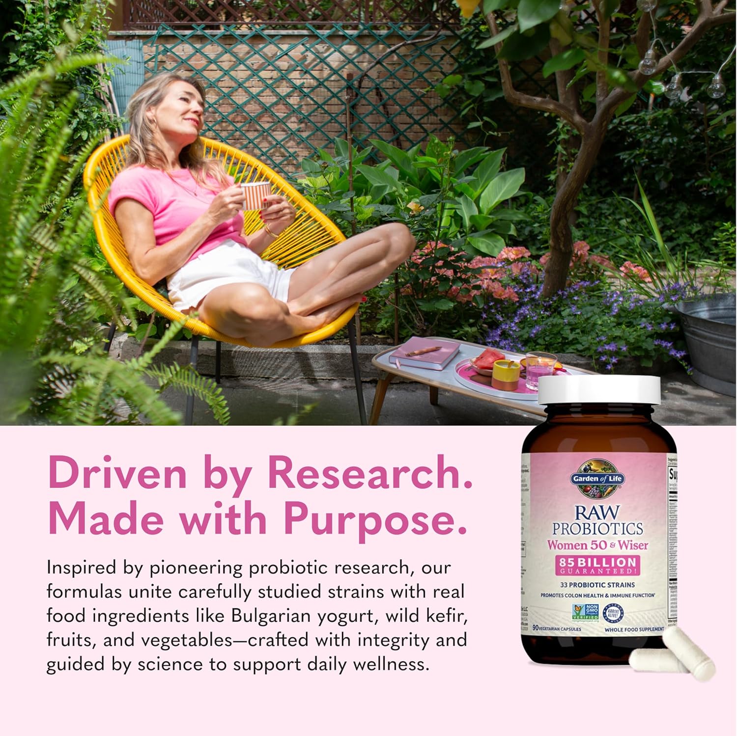 Garden of Life Raw Probiotics Women 50 & Wiser - 85 Billion Live Cultures - Probiotic Supplement with Bulgarian Yogurt & Eastern Europe Wild Kefir Culture - 90 Vegetarian Capsules - Image 6
