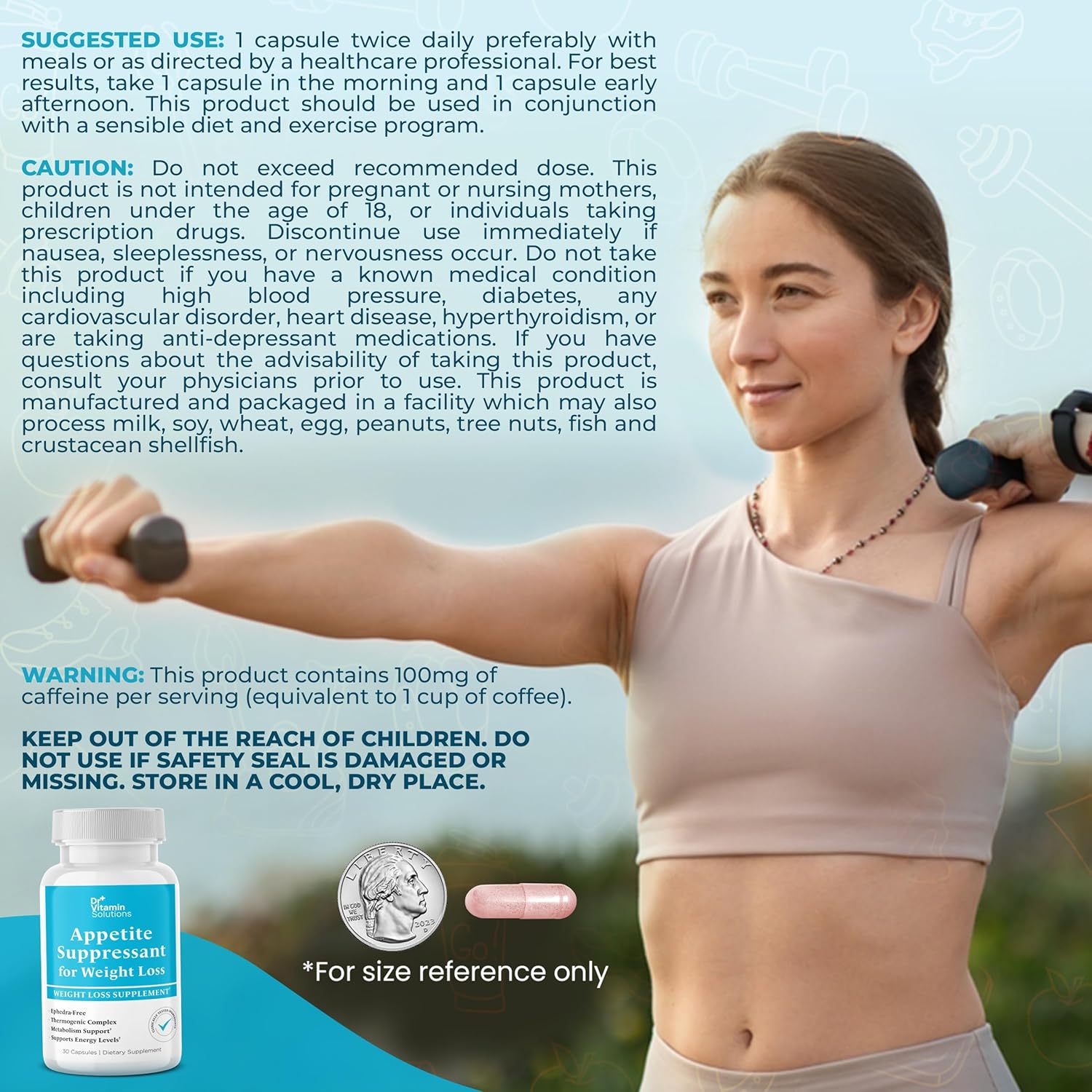 Appetite Suppressant for Weight Loss - Diet Pills, Fat Burner for Women & Men w/ Garcinia, Ginger Root, Guarana - Thermogenic Metabolism Booster, Ephedra Free, Energy Support, Made in USA, 30 Capsules - Image 8