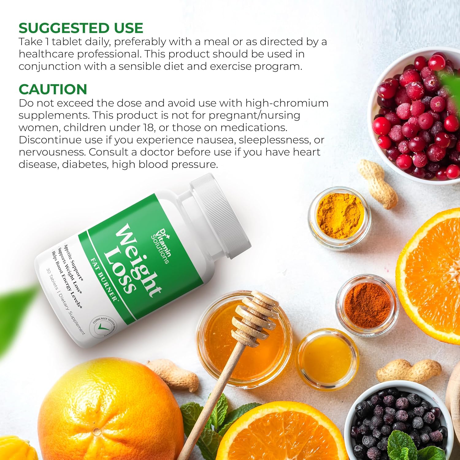Fat Burner for Women & Men, Weight Loss & Appetite Suppressant Diet Pills, Thermogenic Metabolism Booster with Green Tea, Garcinia Cambogia, Chromium - Natural, Non-GMO - 30 Day Supply, Dr Vitamin - Image 8