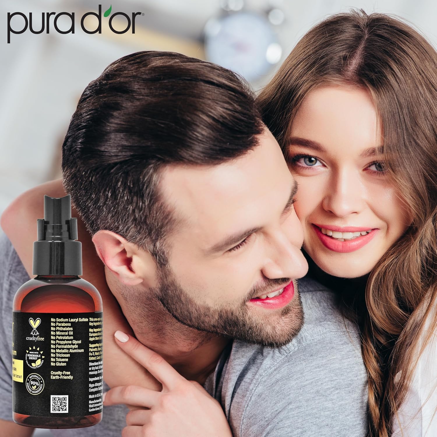 PURA D'OR Advanced Hair & Scalp Serum 3.38 oz – Hair Thinning Treatment, Copper Tri-Peptide, Caffeine, Botanical Extract Blend, Fuller Appearance Strands – Vegan, Cruelty-Free Formula for Men & Women - Image 4
