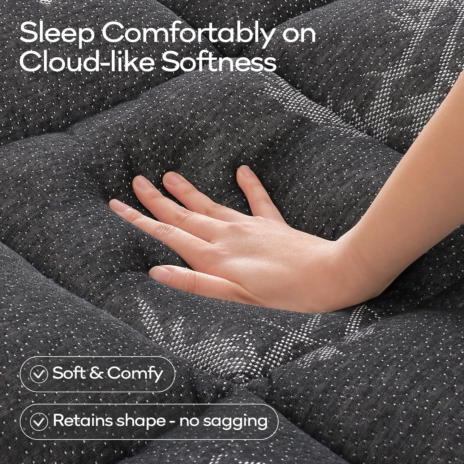 OLANLY Queen Mattress Topper – Viscose Made from Bamboo, Cooling Soft Queen Pillow Top Mattress Pad for Back Pain Relief, Plush Down Alternative Fill Bed Topper with Elastic Deep Pocket, Dark Gray - Image 2