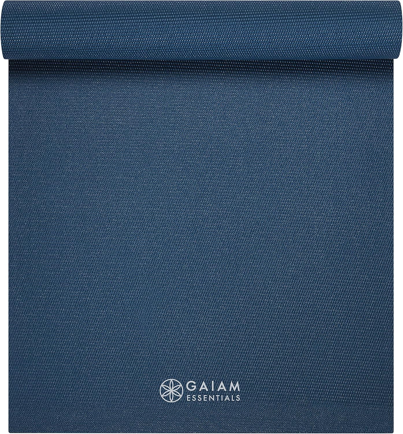Gaiam Essentials 1/4" Thin (6mm) Yoga & Pilates, Fitness & Exercise Mat with Easy-Cinch Carrier Strap Cusion Support For Fitness and Gym Workouts - Image 9