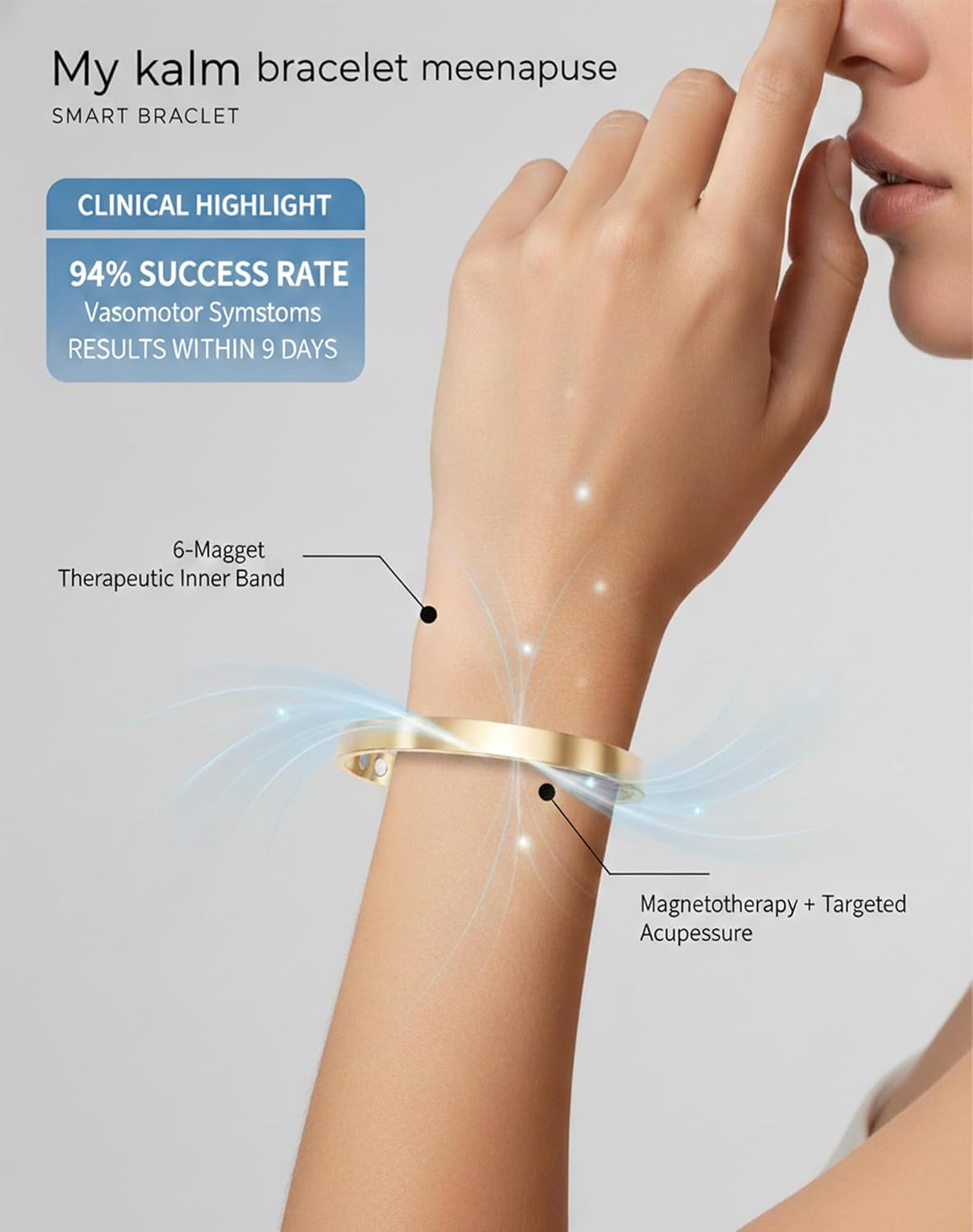 Kalm Bracelet Menopause: Your Natural Menopause Solution, Bracelet for Menopause Relief, Hot Flashes & Pain, Adjustable Bracelets for Women - Natural Hormonal Balance (Rose Gold) - Image 2